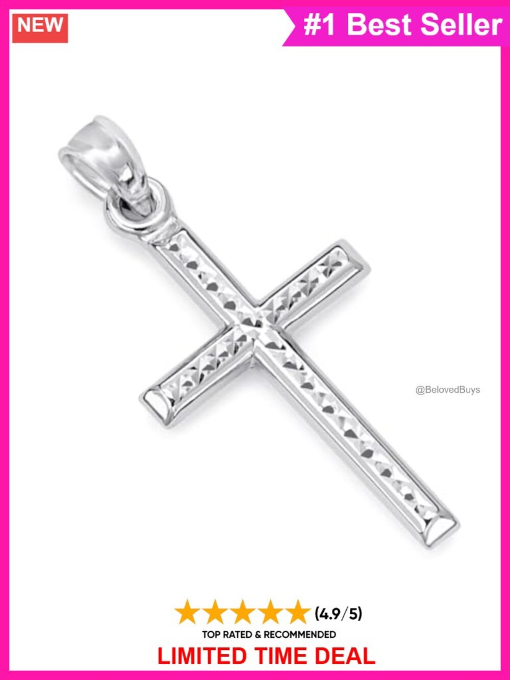 14K Yellow or White Gold Religious Cross Charm Pendant Necklace